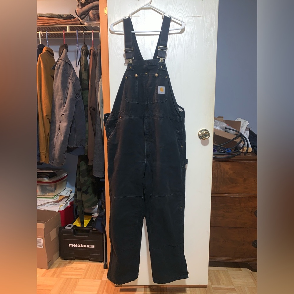 Carhartt R02 Black Insulated Bibs 40x28 excellent condition